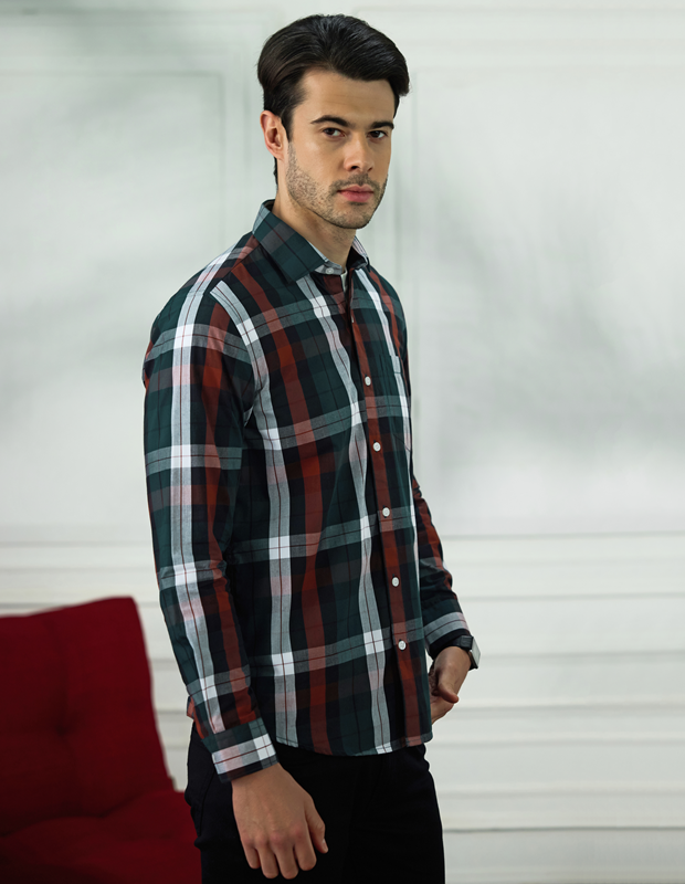 Emerald Sage Cotton Check Shirt